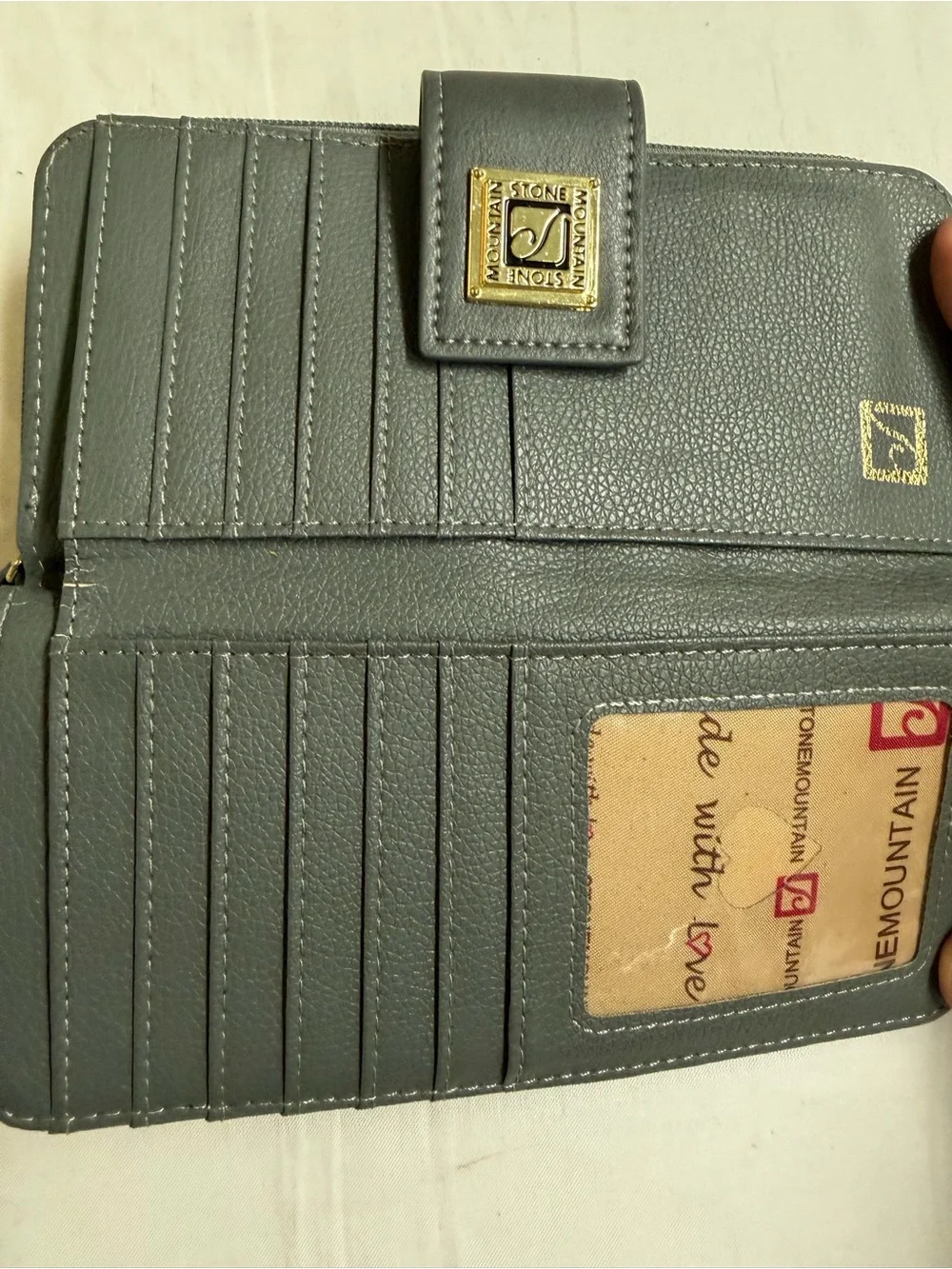 Stone Mountain Accessories Gray Wallet with Gold Plaque